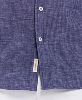 Weatherproof Vintage Men's Short Sleeve Solid Linen Cotton Shirt