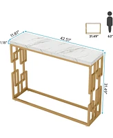 Tribesigns Gold Console Table, Modern 42.5" Sofa Tables Entryway Hallway Foyer Table, White Faux Marble Tabletop Sofa Table for Living Room, Easy Asse