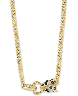 Effy Multicolor Diamond (x ct. t.w.) & Emerald (1/20 ct. t.w.) Panther Head 17" Statement Necklace