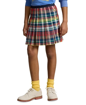 Polo Ralph Lauren Big Girls Pleated Cotton Madras Skirt
