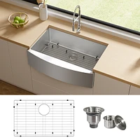 Streamdale Furniture 30" Stainless Steel Farmhouse Sink - Single Bowl