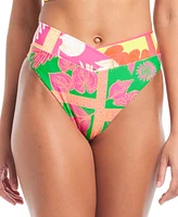 Bar Iii Women's V-Waist Printed High-Leg Bikini Bottoms, Created for Macy's