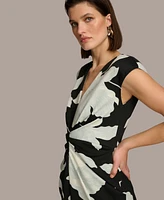Donna Karan Women's Cap-Sleeve V-Neck Scuba Dress