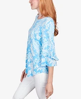 Ruby Rd. Petite Monotone Paisley Puff Print Party Top