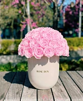 Rose Box Nyc Half Ball of Long Lasting Preserved Real Roses in Premium Ceramic Vase, 50