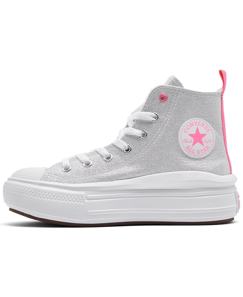 Converse Little Girls Chuck Taylor All Star Move Sparkle Platform High Top Casual Sneakers from Finish Line