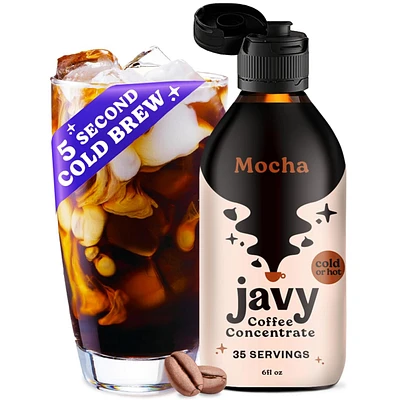 Javy Coffee Javy Cold Brew Coffee Concentrate, Mocha flavored Iced & Cold Brew Coffee, Hot Coffee Beverage, 100% Med.Roast Arabica, Unsweetened & Suga