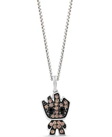 Marvel Wonder Fine Jewelry Onyx & Champagne Diamond (1/5 ct. t.w.) Groot 18" Pendant Necklace in Sterling Silver