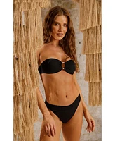 Guria Beachwear Women's Lace Overlay Ring Padded Bandeau Bikini Top