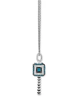 Wonder Fine Jewelry Swiss Blue Topaz (1-1/4 ct. t.w.) & Diamond (1/5 ct. t.w.) Thor Hammer 18" Pendant Necklace in Sterling Silver