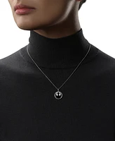 Wonder Fine Jewelry Onyx & Diamond (1/20 ct. t.w.) Rebel Alliance Symbol 18" Pendant Necklace in Sterling Silver