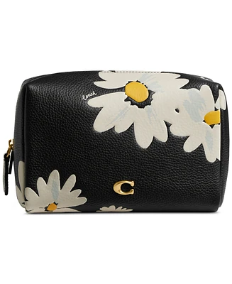 Coach Leather Cosmetic Pouch with Floral Print