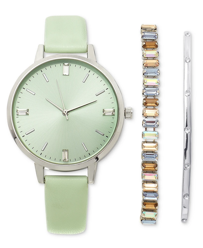 I.n.c. International Concepts Women's Green Strap Watch 38mm Set, Created for Macy's