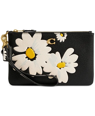 Coach Small Floral Print Leather Wristlet