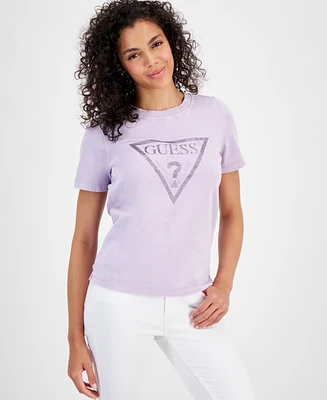 Guess Women's Studded Logo Cotton Short-Sleeve T-Shirt