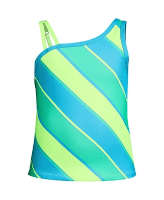Lands' End Girls Chlorine Resistant One Shoulder with Strap Tankini Top Swimsuit