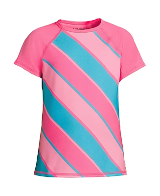 Lands' End Girls Slim Chlorine Resistant Short Sleeve Crew Neck UPF50 Rash Guard