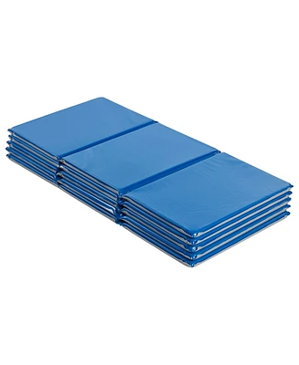 ECR4Kids Everyday Folding Rest Mat, 3-Section, 1in, Sleeping Pad, Blue/Grey, 5-Pack