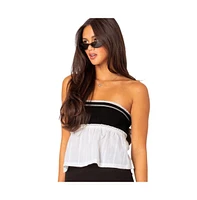 Women's Rena ribbed peplum tube top - Black-and