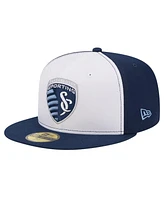 Men's New Era White, Navy Sporting Kansas City 2024 Kick Off Collection 59FIFTY Fitted Hat