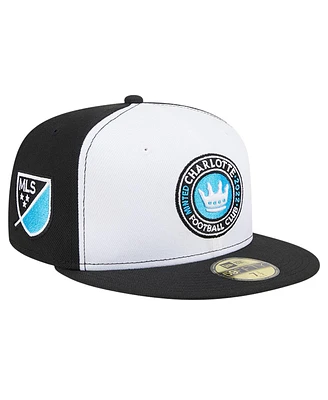 Men's New Era White, Black Charlotte Fc 2024 Kick Off Collection 59FIFTY Fitted Hat