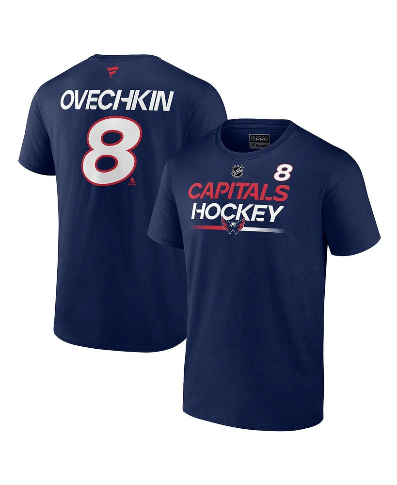 Men's Fanatics Alexander Ovechkin Navy Washington Capitals Authentic Pro Prime Name and Number T-shirt