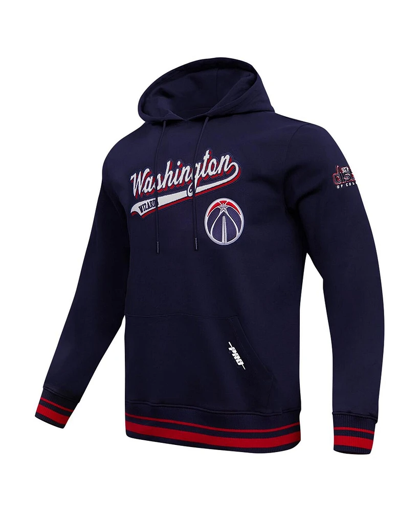 Men's Pro Standard Navy Washington Wizards Script Tail Pullover Hoodie