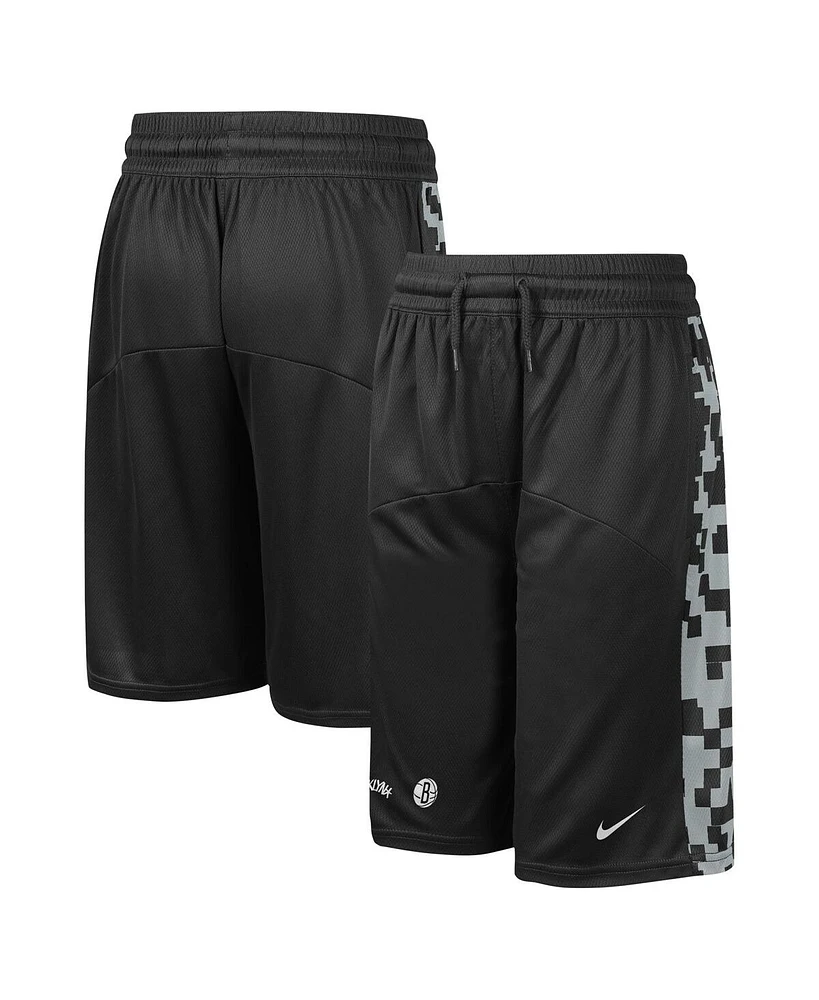 Big Boys Nike Black Brooklyn Nets Courtside Starting Five Team Shorts