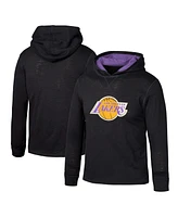 Big Boys Mitchell & Ness Black Distressed Los Angeles Lakers Hardwood Classics Legendary Slub Lightweight Pullover Hoodie