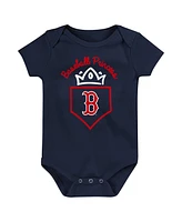 Baby Boys and Girls Outerstuff Navy, Red, Pink Boston Red Sox Three-Pack Home Run Bodysuit Set