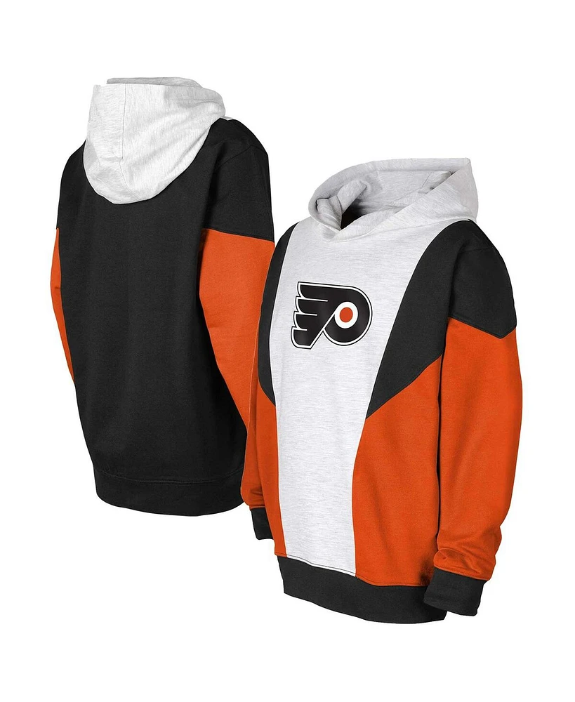 Big Boys Ash, Black Philadelphia Flyers Champion League Fleece Pullover Hoodie