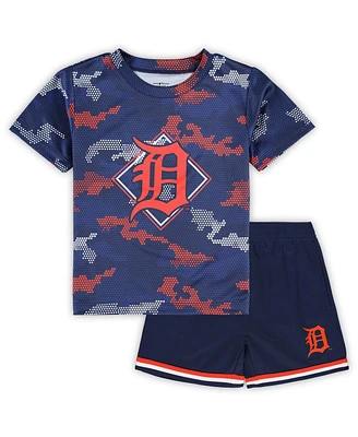 Toddler Boys and Girls Fanatics Navy Detroit Tigers Field Ball T-shirt Shorts Set