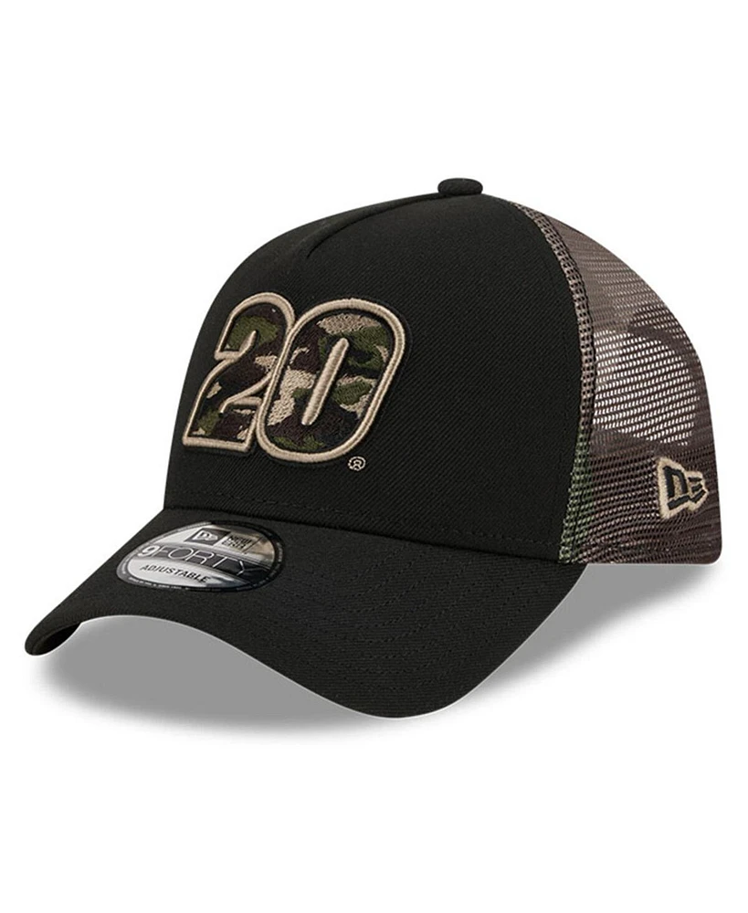 Men's New Era Black Christopher Bell Camo 9FORTY A-Frame Trucker Adjustable Hat