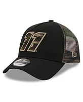 Men's New Era Black Denny Hamlin Camo 9FORTY A-Frame Trucker Adjustable Hat