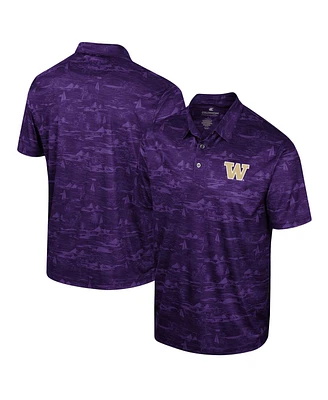 Men's Colosseum Purple Washington Huskies Daly Print Polo Shirt