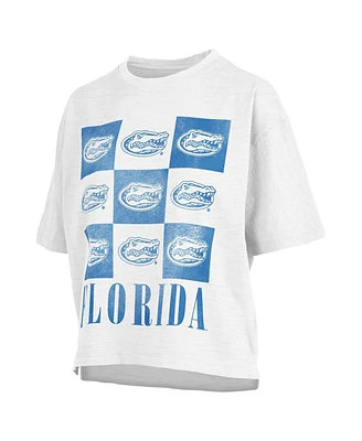 Women's Pressbox White Distressed Florida Gators Motley Crew Andy Waist Length Oversized T-shirt