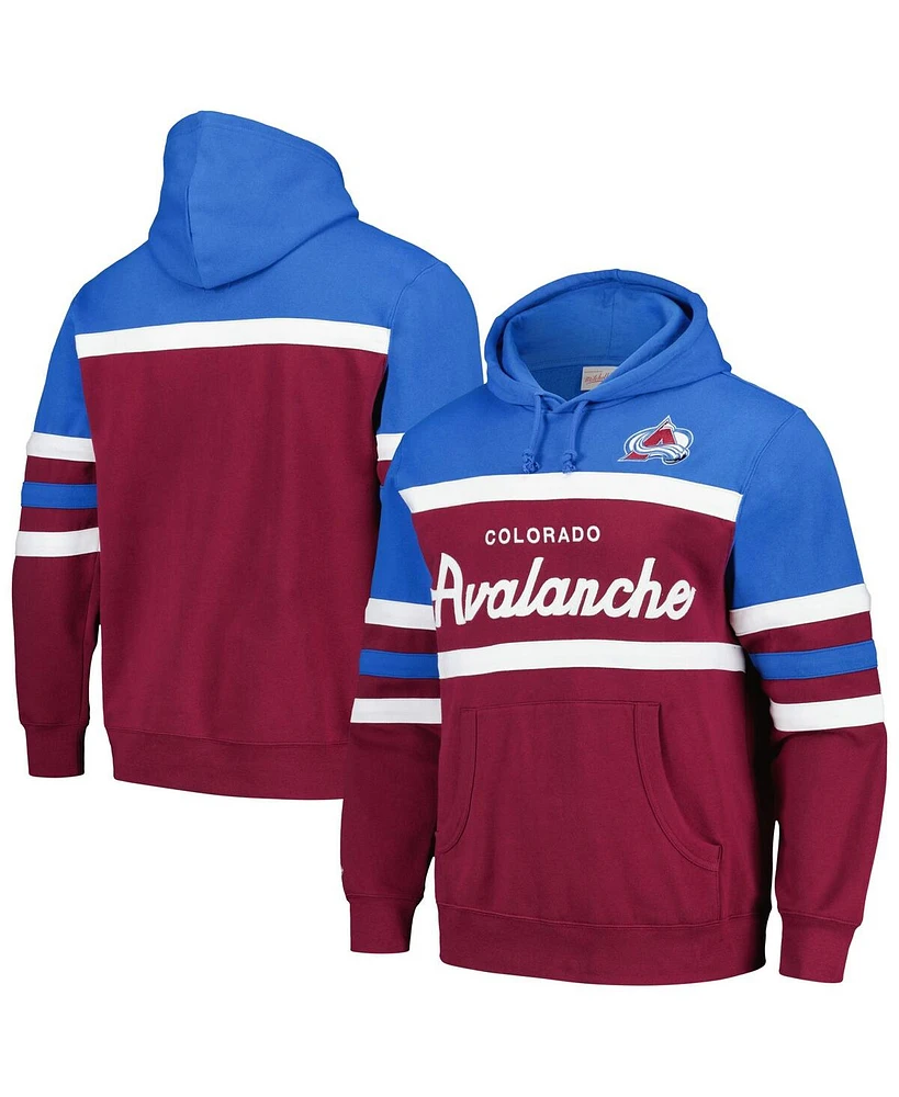 Men's Mitchell & Ness Burgundy, Light Blue Colorado Avalanche Head Coach Pullover Hoodie