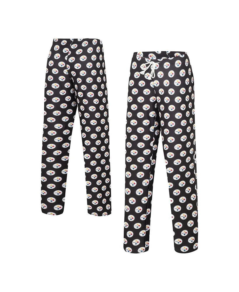 Women's Concepts Sport Black Pittsburgh Steelers Gauge Allover Print Sleep Pants