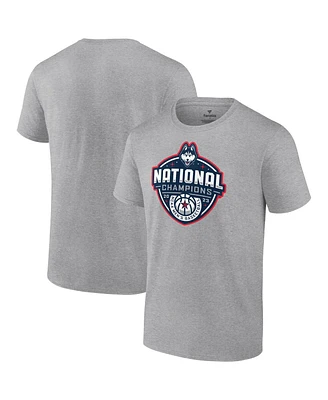 Men's Fanatics Gray UConn Huskies 2023 Ncaa Basketball National Champions Logo T-shirt