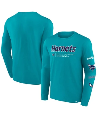 Men's Fanatics Teal Charlotte Hornets Baseline Long Sleeve T-shirt