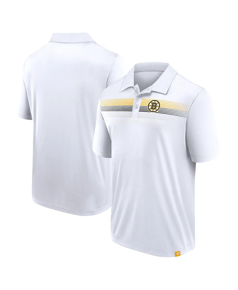 Men's Fanatics White Boston Bruins Victory For Us Interlock Polo Shirt