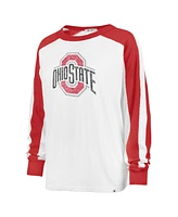 Women's '47 Brand White Distressed Ohio State Buckeyes Premier Caribou Long Sleeve T-shirt