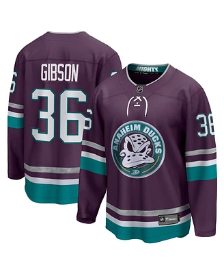 Men's Fanatics John Gibson Purple Anaheim Ducks 30th Anniversary Premier Breakaway Jersey