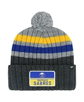 Men's '47 Brand Gray Buffalo Sabres Stack Patch Cuffed Knit Hat with Pom