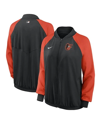 Women's Nike Black Baltimore Orioles Authentic Collection Team Raglan Performance Full-Zip Jacket