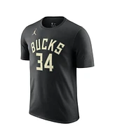 Men's Jordan Giannis Antetokounmpo Black Milwaukee Bucks 2022/23 Statement Edition Name and Number T-shirt