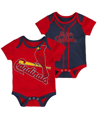 Baby Boys and Girls Red, Navy St. Louis Cardinals Double 2-Pack Bodysuit Set