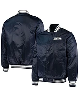 Men's Starter College Navy Seattle Seahawks Locker Room Satin Varsity Full-Snap Jacket