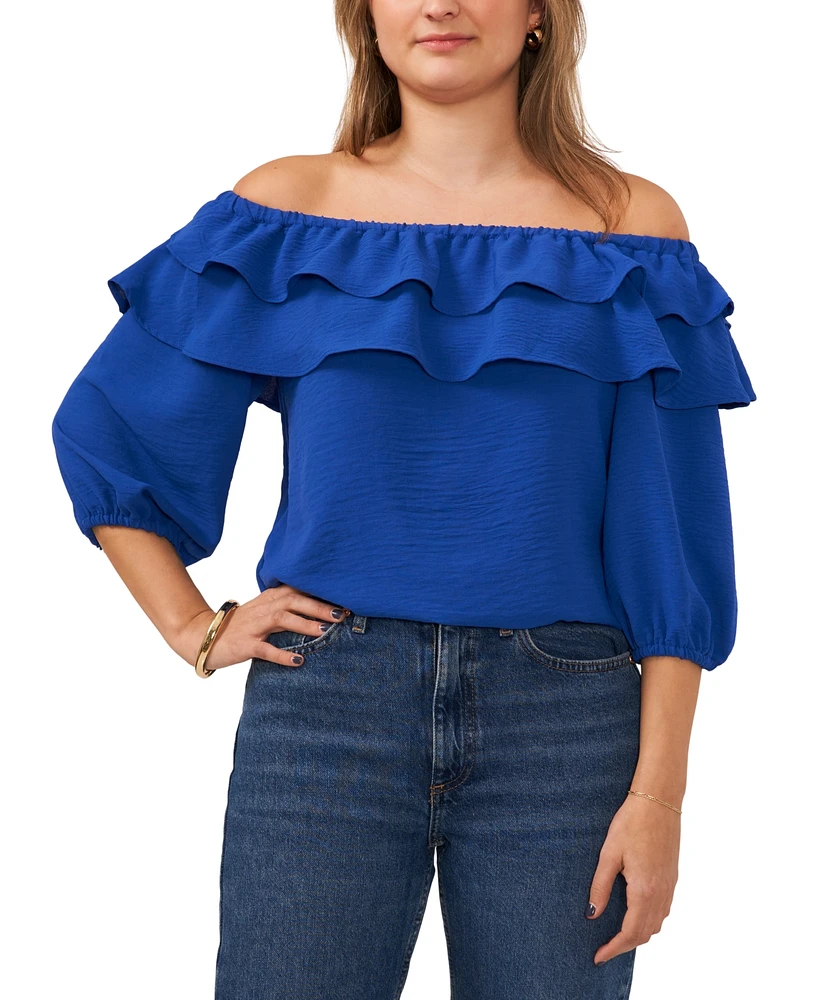 Sam & Jess Petite Double-Ruffled Off-The-Shoulder Top