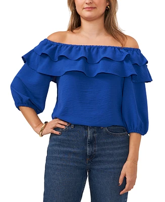 Sam & Jess Petite Double-Ruffled Off-The-Shoulder Top